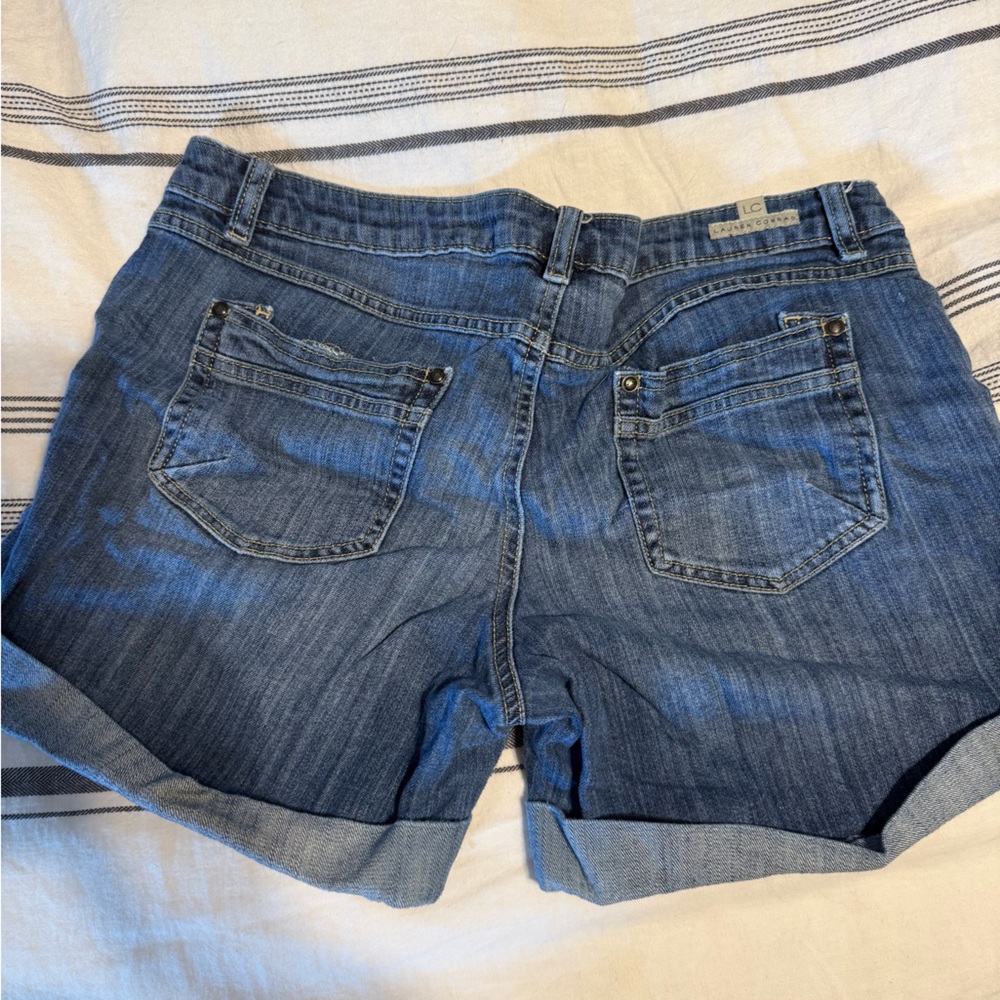 LC Lauren Conrad Blue Jean Shorts with Cuffed Hem